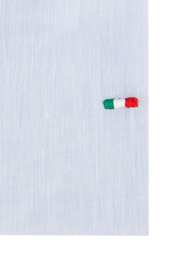 Portofino casual overhemd mouwlengte 7 normale fit lichtblauw effen 100% linnen