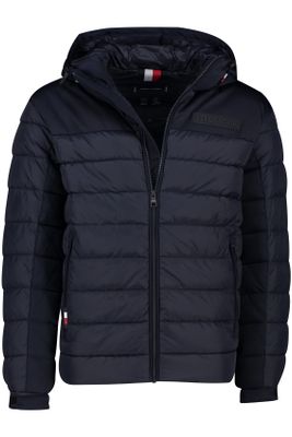 Tommy Hilfiger Tommy Hilfiger winterjas donkerblauw effen rits normale fit 
