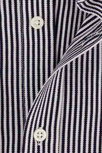 Tommy Hilfiger donkerblauw gestreept casual overhemd slim fit katoen
