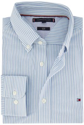 Tommy Hilfiger Tommy Hilfiger casual overhemd slim fit lichtblauw gestreept katoen