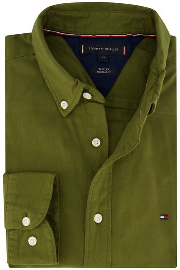 Tommy Hilfiger casual overhemd normale fit groen effen katoen