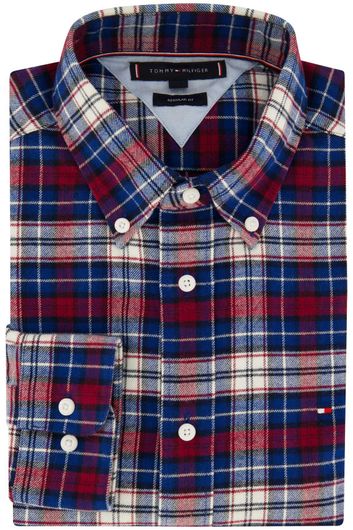 Tommy Hilfiger blauw rood geruit casual overhemd normale fit