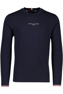 Tommy Hilfiger Tommy Hilfiger sweater ronde hals donkerblauw effen katoen