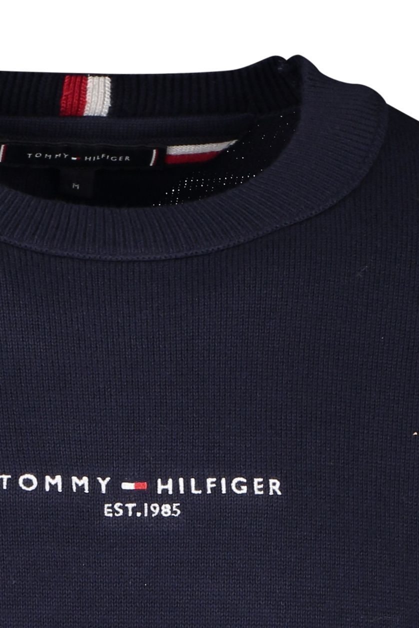Tommy Hilfiger sweater katoen ronde hals donkerblauw