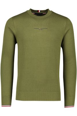 Tommy Hilfiger Tommy Hilfiger sweater ronde hals groen effen katoen