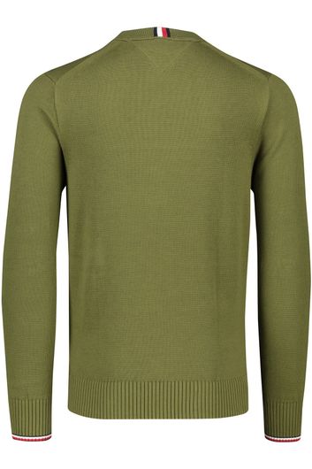 Tommy Hilfiger sweater ronde hals groen effen katoen