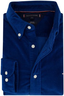Tommy Hilfiger Tommy Hilfiger casual overhemd normale fit blauw effen corduroy