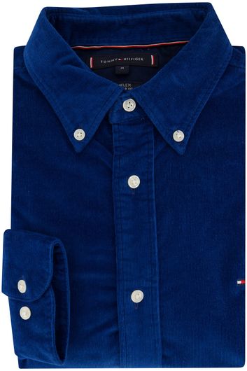 Overhemd Tommy Hilfiger casual normale fit blauw effen corduroy