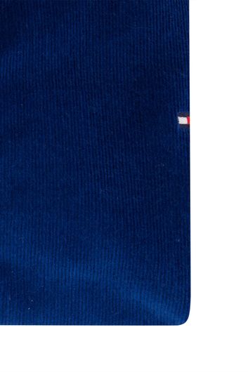 Tommy Hilfiger casual overhemd normale fit blauw effen corduroy