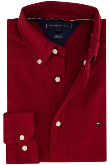 Tommy Hilfiger casual overhemd normale fit rood effen flanel