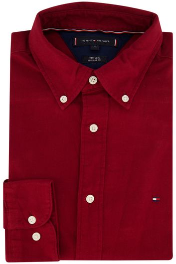 Tommy Hilfiger casual overhemd normale fit rood effen flanel