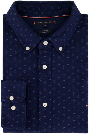 Tommy Hilfiger casual overhemd normale fit donkerblauw geprint katoen