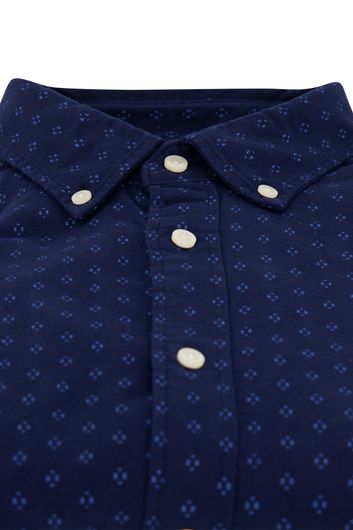 Tommy Hilfiger overhemd regular fit navy geprint katoen