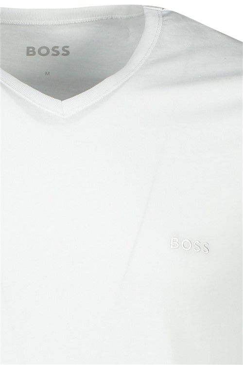 Hugo Boss t-shirt wit effen v hals katoen 3 pack
