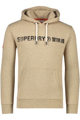Superdry Superdry beige hoodie katoen slim fit opdruk