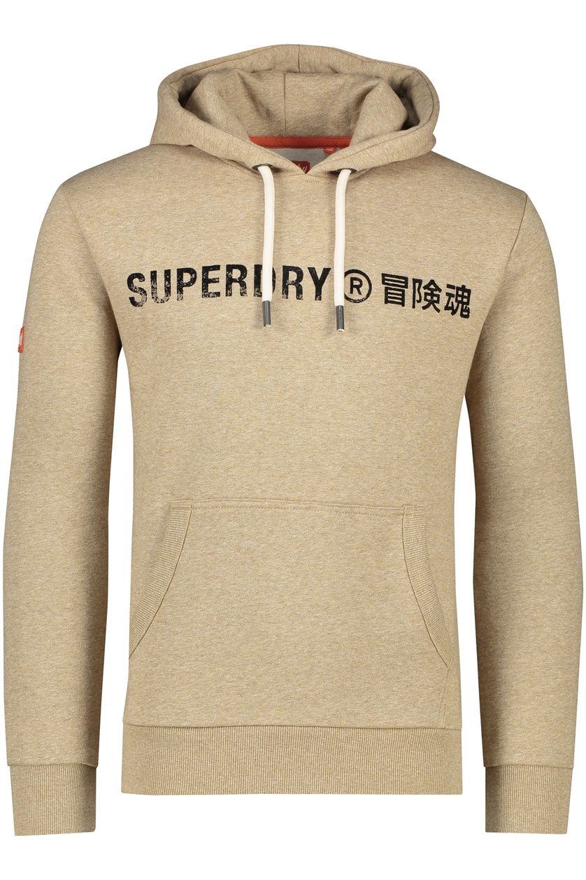 Superdry beige hoodie katoen slim fit opdruk