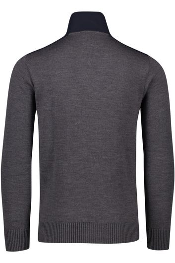 Paul & Shark sweater opstaande kraag grijs effen wol
