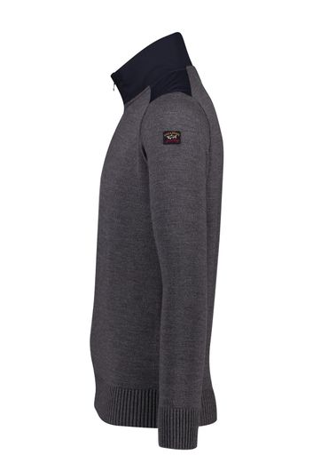 Paul & Shark sweater opstaande kraag grijs effen wol