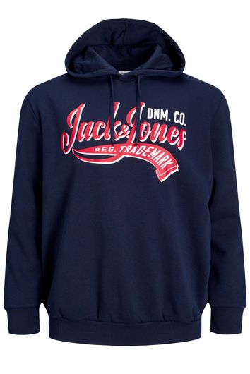 Jack & Jones regular fit rood tekst hoodie donkerblauw