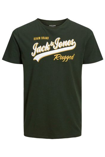 Jack & Jones t-shirt donkergroen opdruk katoen