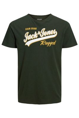 Jack & Jones Jack & Jones t-shirt donkergroen opdruk katoen