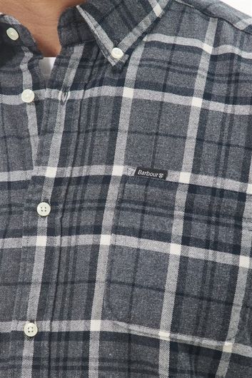 Barbour overhemd donkergrijs geruit tailored fit katoen