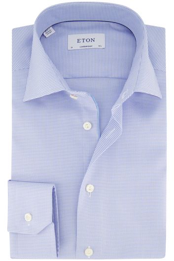 Eton business overhemd lichtblauw geruit katoen