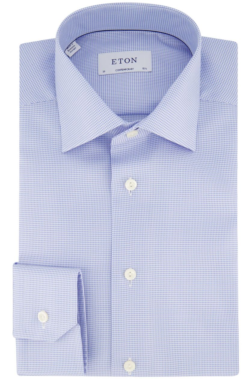 business overhemd Eton lichtblauw geruit katoen