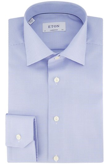 Eton business overhemd lichtblauw geruit katoen