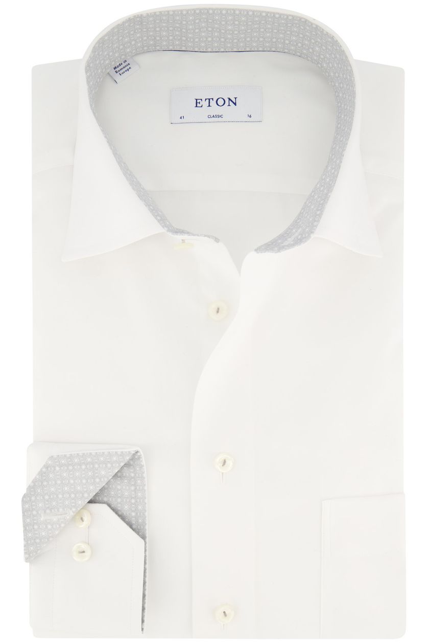 Eton Classic Fit business overhemd wijde fit wit effen 100% katoen