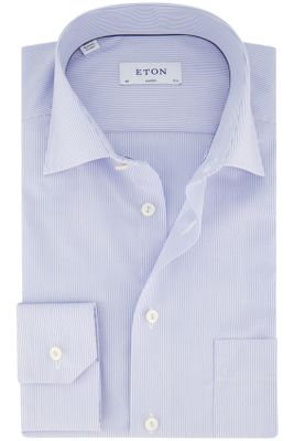 Eton Eton business overhemd wijde fit lichtblauw gestreept katoen Classic Fit met borstzak