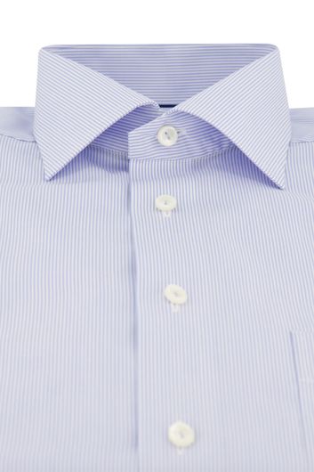 Eton business overhemd wijde fit lichtblauw gestreept katoen Classic Fit met borstzak