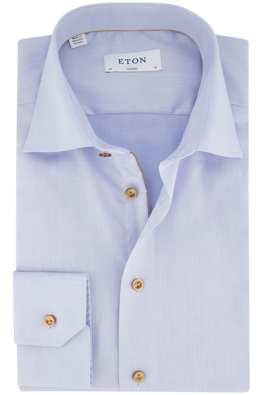 Eton business overhemd wijde fit lichtblauw effen katoen wide spread boord