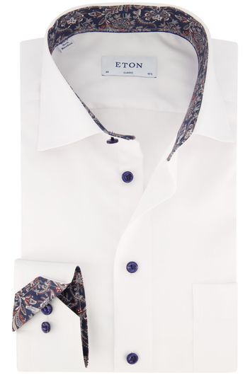 Eton business overhemd Classic Fit wijde fit wit effen katoen