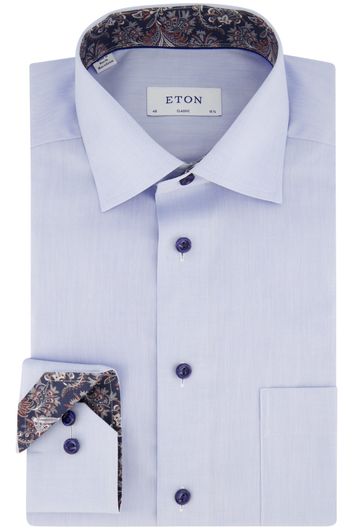 Eton business overhemd wijde fit lichtblauw effen katoen Classic Fit wide spread boord