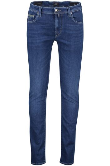Donkerblauwe tramarossa leonardo 5-pocket jeans van effen katoen