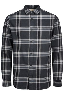Jack & Jones Jack & Jones overhemd normale fit grijs ruiten katoen
