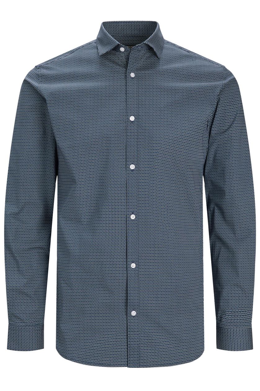 overhemd Jack & Jones casual normale fit blauw geprint katoen