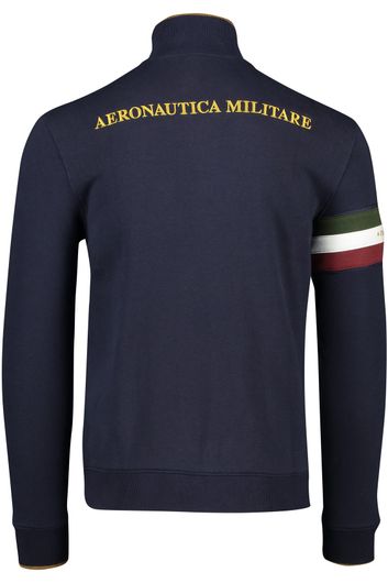 donkerblauwe katoenen Aeronautica Militare vest opstaande kraag met rits