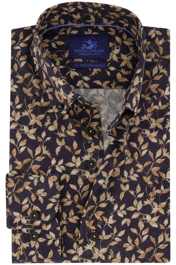 Eden Valley casual overhemd mouwlengte 7 normale fit grijs geprint katoen