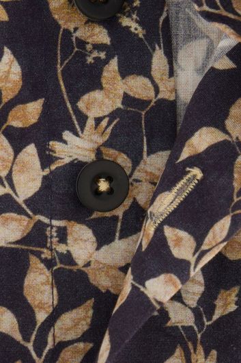 Eden Valley overhemd ml7 modern fit donkergrijs geprint katoen