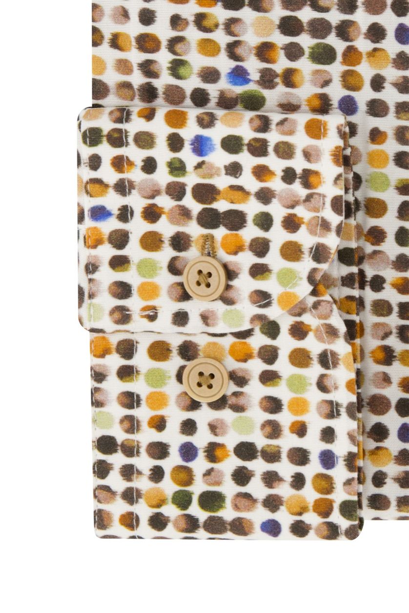 Eden Valley ml7 overhemd modern fit bruin/geel geprint katoen