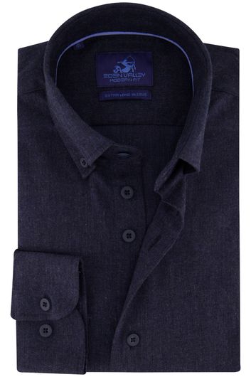 Eden Valley casual overhemd mouwlengte 7 normale fit donkerblauw effen katoen