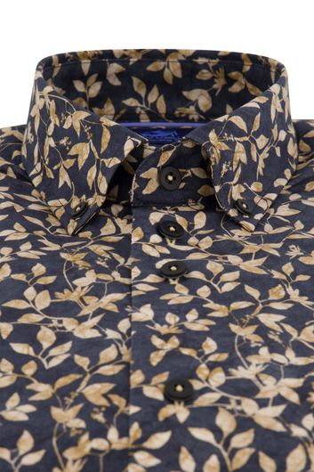 Eden Valley casual overhemd wijde fit donkerblauw geprint katoen