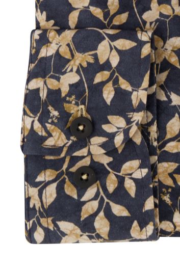 Eden Valley casual overhemd wijde fit donkerblauw geprint katoen