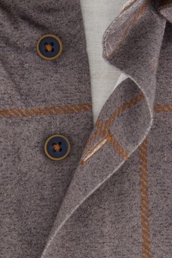 Eden Valley casual overhemd wijde fit grijs geruit katoen