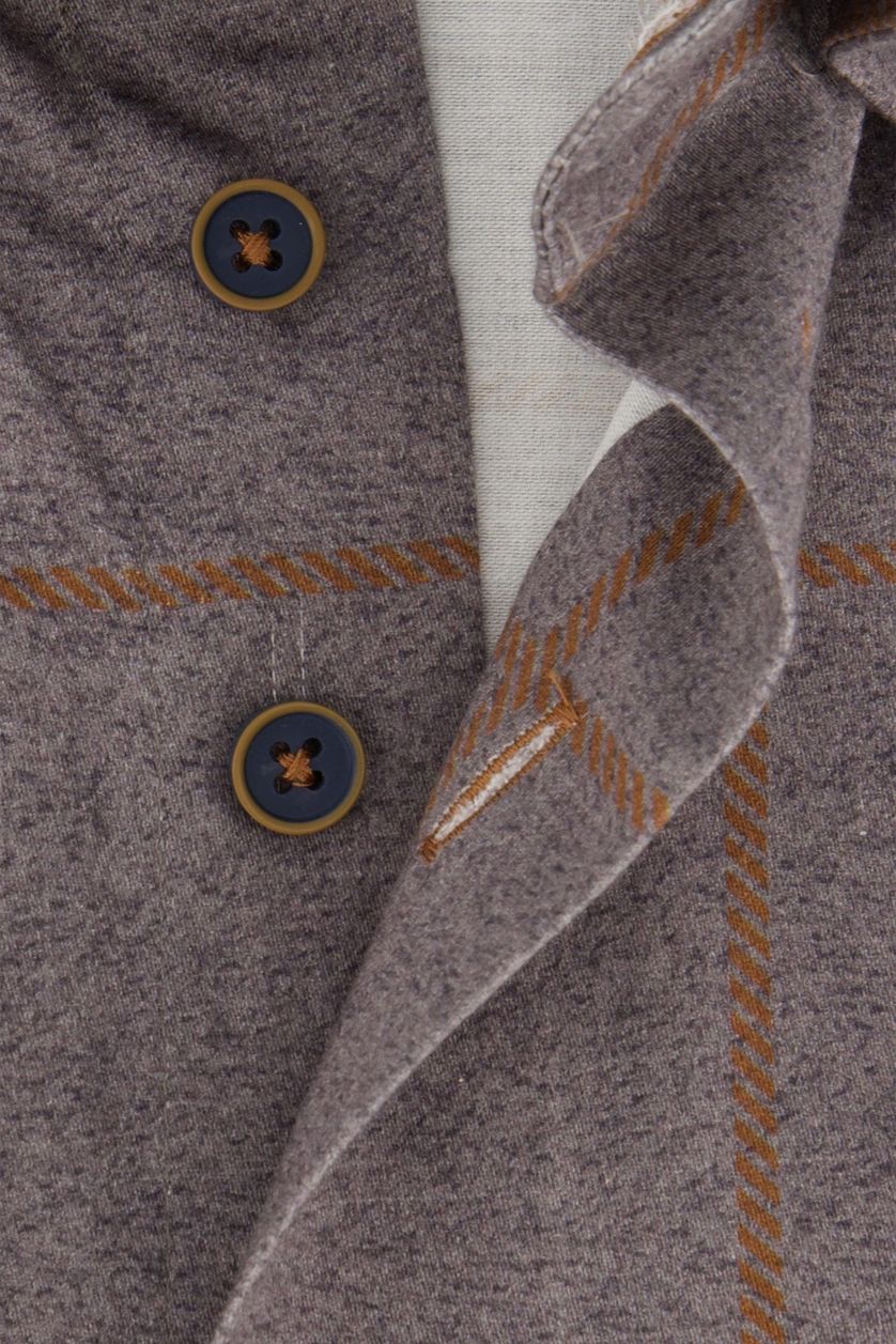 Eden Valley grijs geruit overhemd regular fit katoen