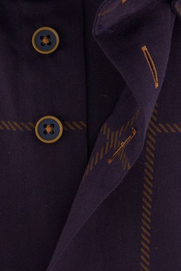 Eden Valley casual overhemd wijde fit paars geruit katoen