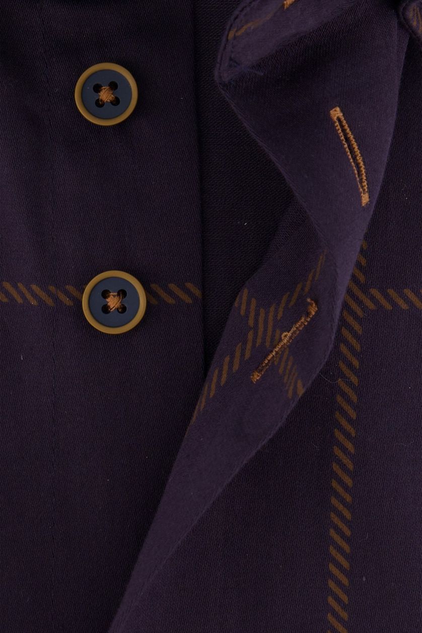 Eden Valley paars geruit overhemd regular fit katoen