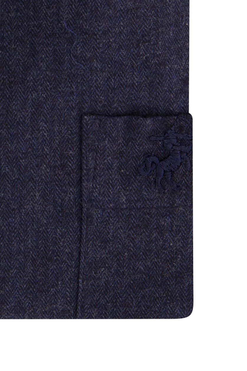 Eden Valley casual overhemd wijde fit donkerblauw effen katoen button-down boord